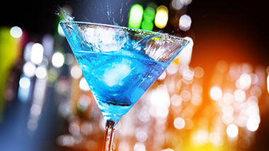 Cocktail in martini glass at i.o. bar