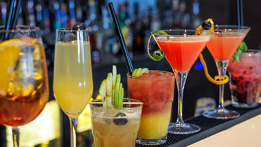 assorted drinks in a row